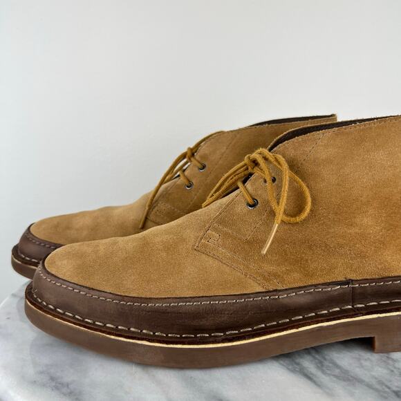 Clarks Men\'s Bushacre Rand Tan Suede Leather Laced Chukka Boots (Sz 13)